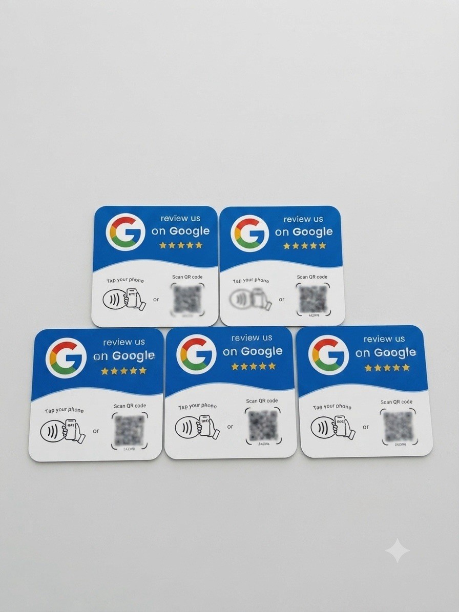 5 Star Google Review Card NFC Tap To Review Preprogrammed QR Code Business