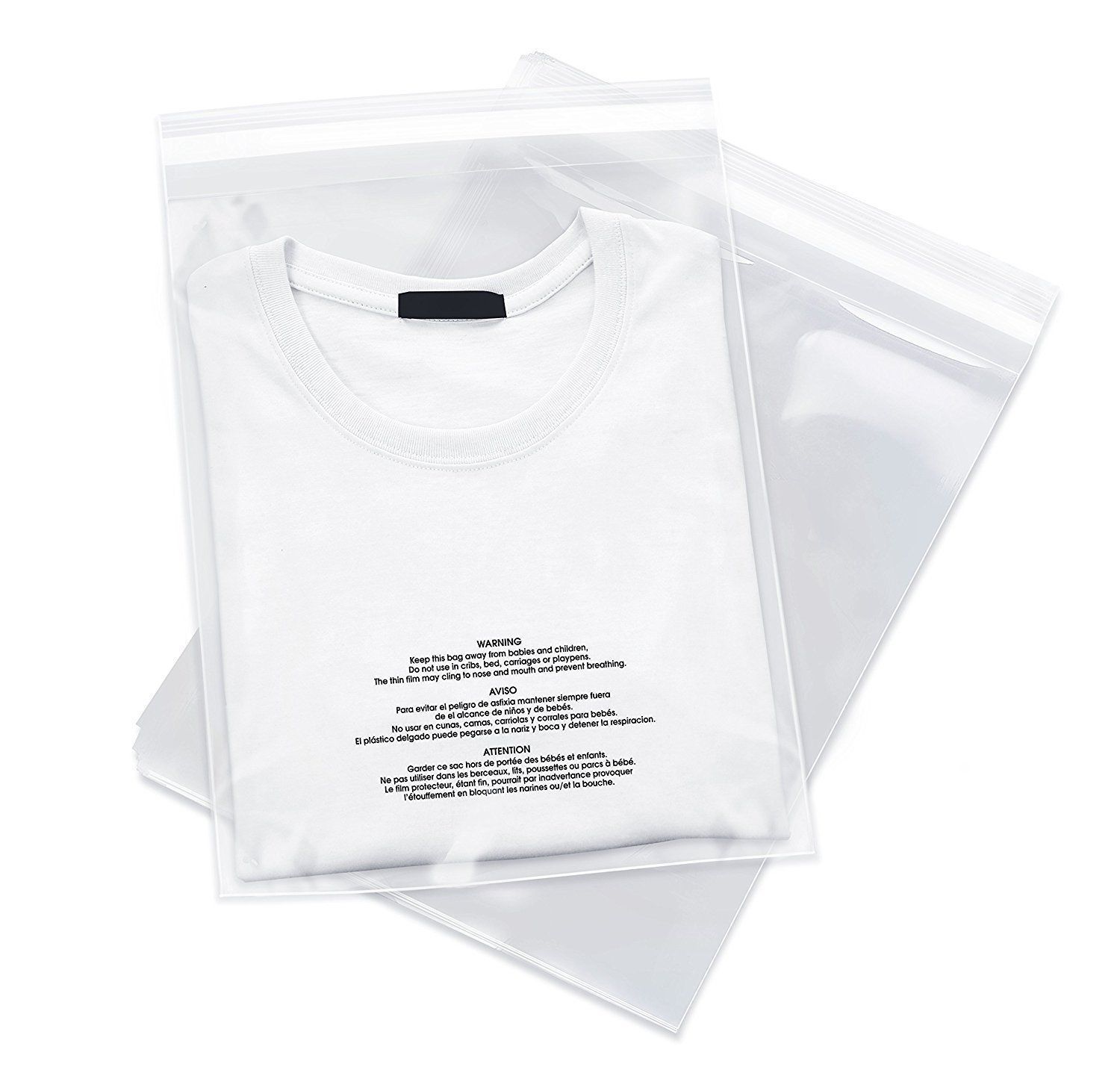1000 14×20 Poly Bags Resealable Suffocation Warning Clear Merchandise 1.5 mil