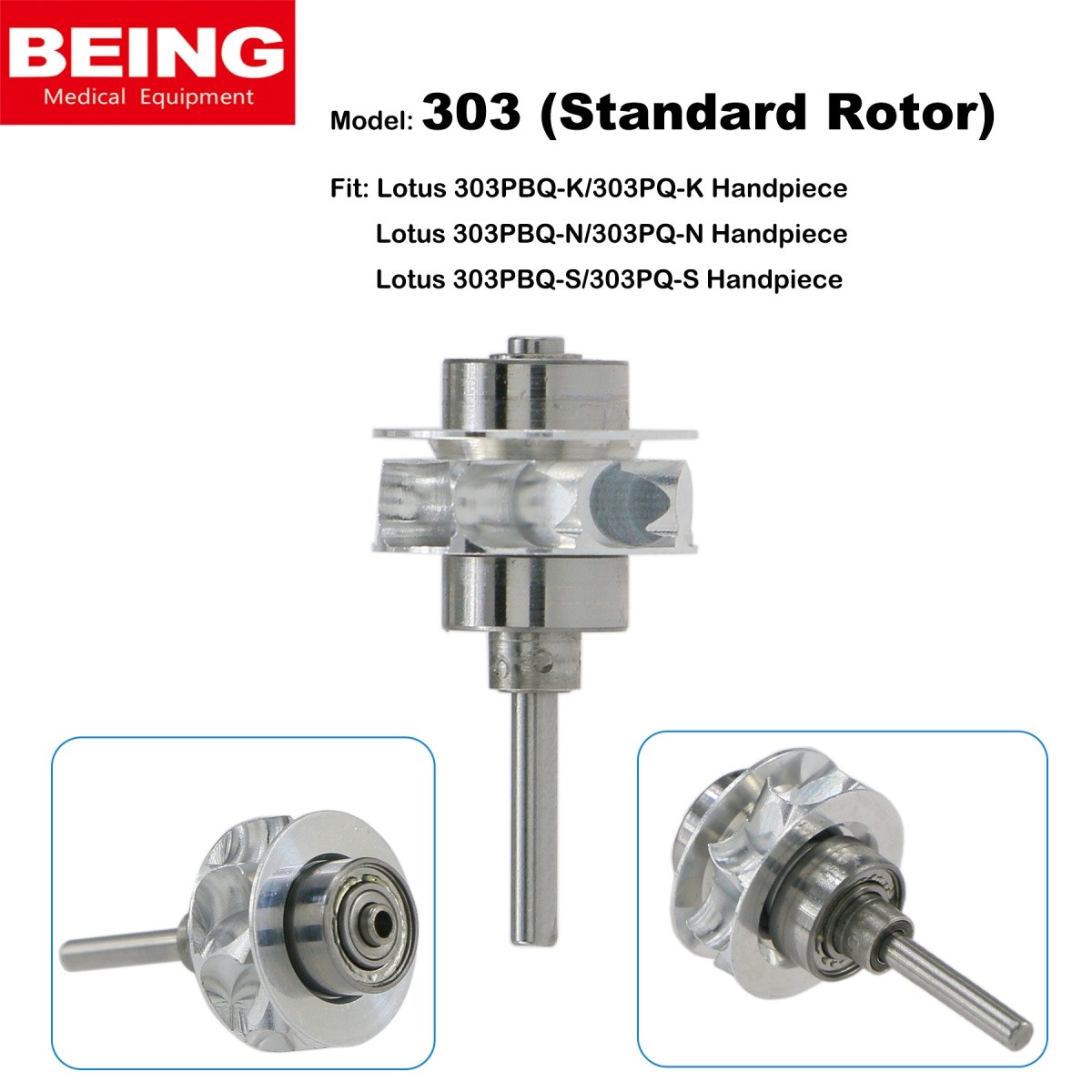 US BEING Dental Handpiece Fiber Optic High Speed Turbine Coupler 4/6Hole FG Burs