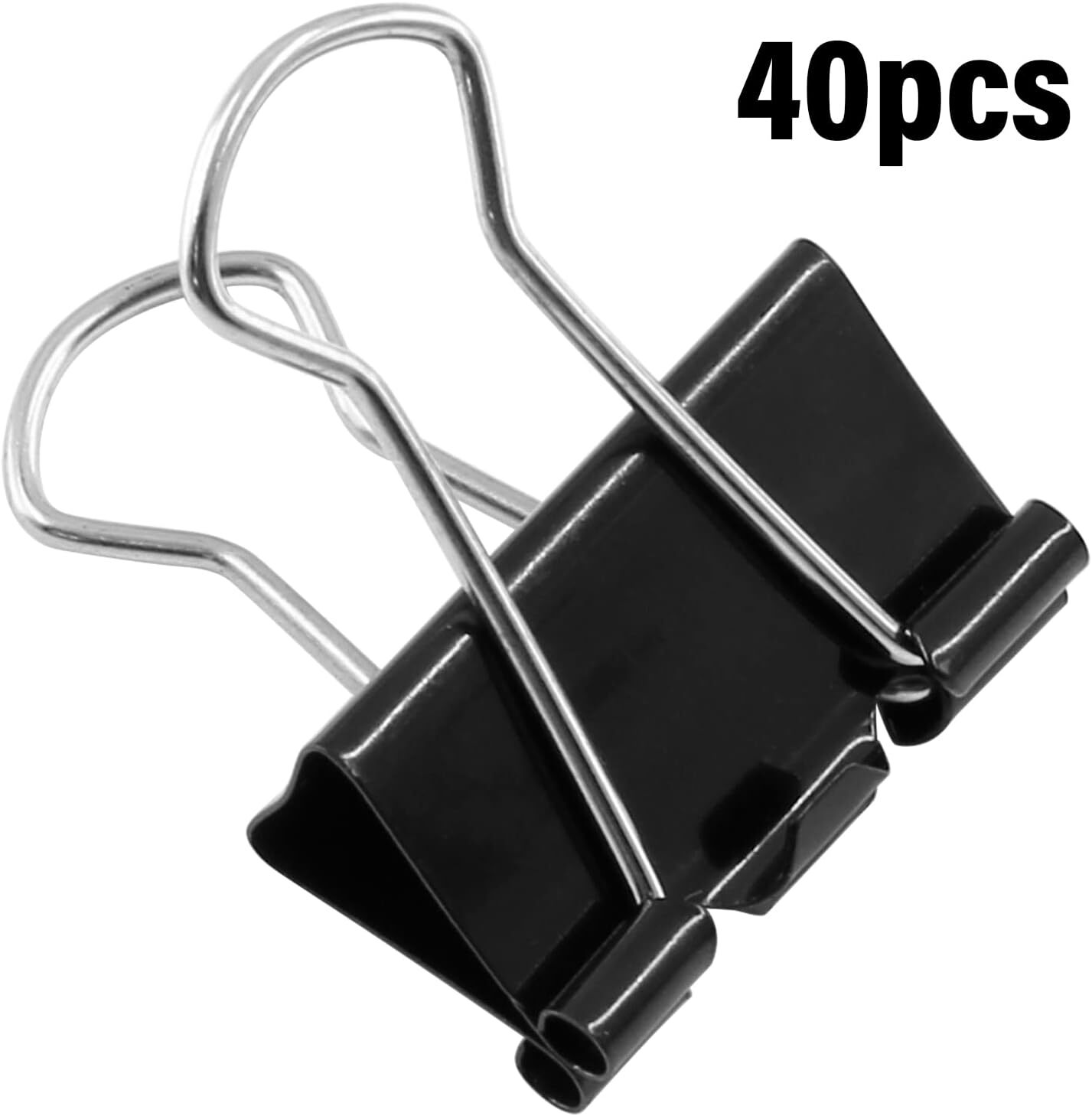 40 Pack 1 Inch / 25mm Binder Clips Black Paper Clips Medium Binder Clips Metal P