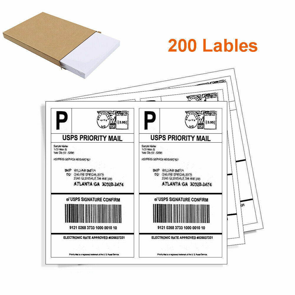 200 Half Sheet Shipping Labels 8.5×5.5 Self Adhesive Label 2 Per Sheet UPS