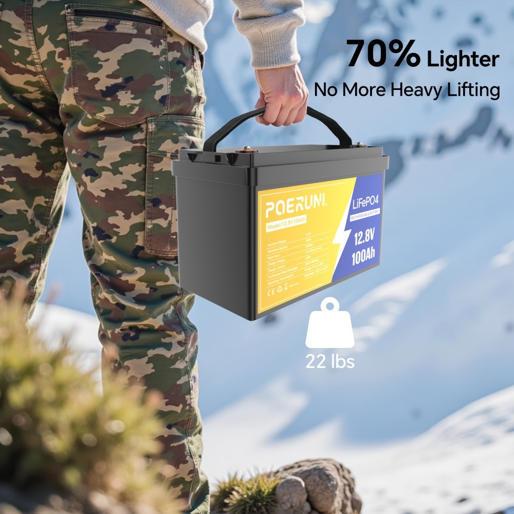 12V 100Ah LiFePO4 Lithium Battery Cycle Deep Built-in BMS for Solar RV Off-grid