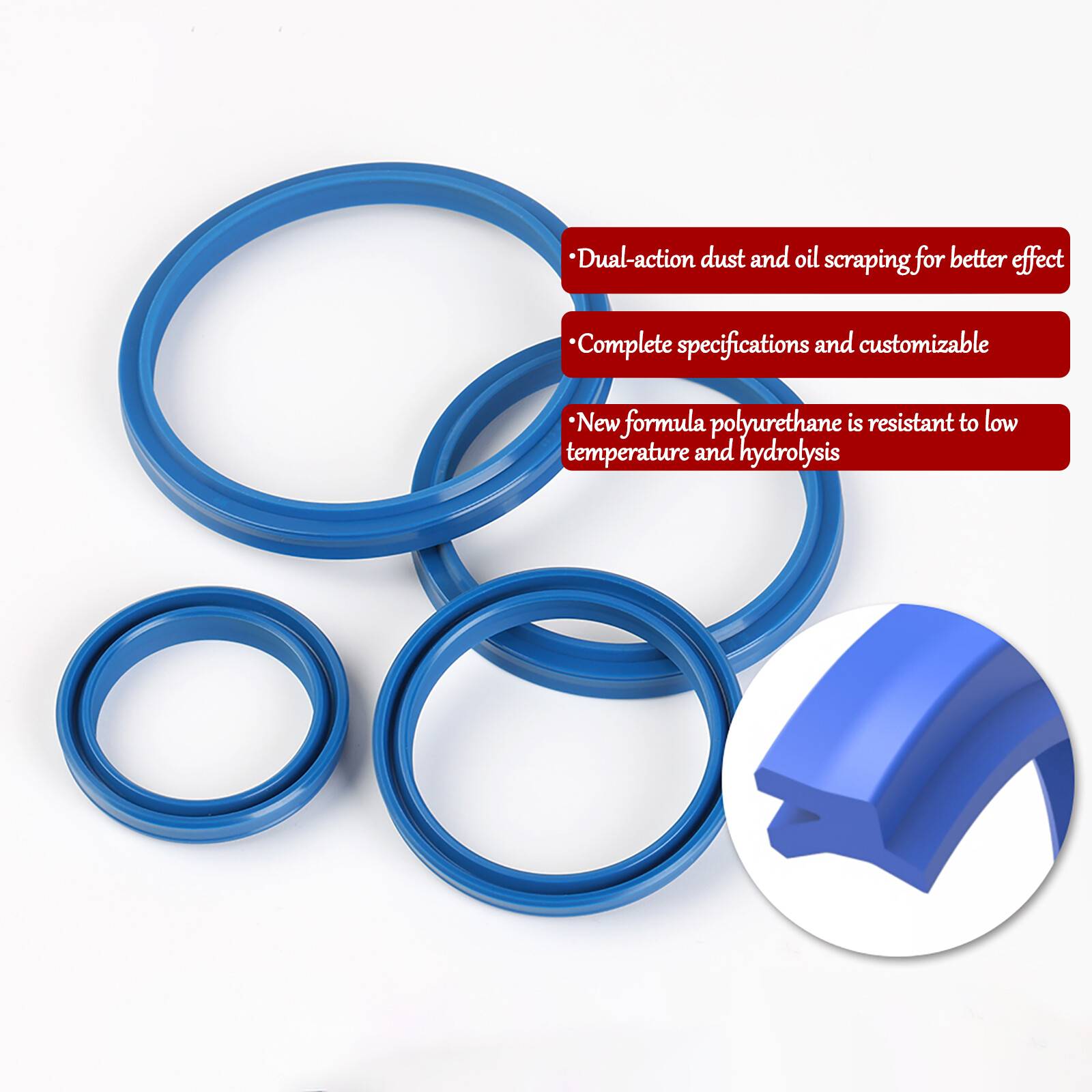 11mm-250mm Hydraulic seal ram u seal 11.2-250mm rod od U-Cup DHS-Type Dustproof