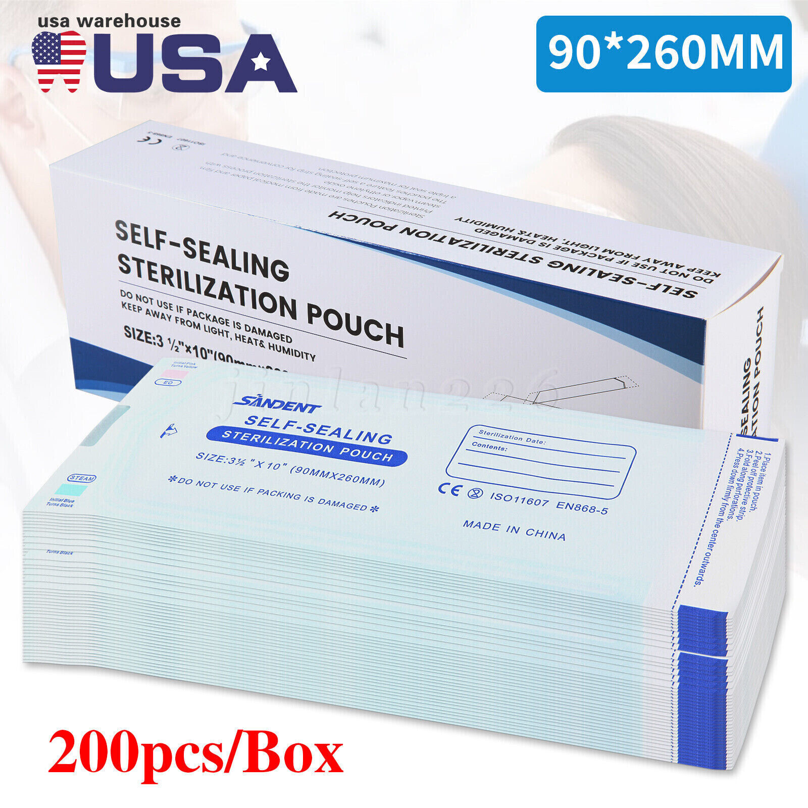 3.5″ X 10″ Self Sterilization Pouches Autoclave Pouch, Sterilizer Bags Dental US