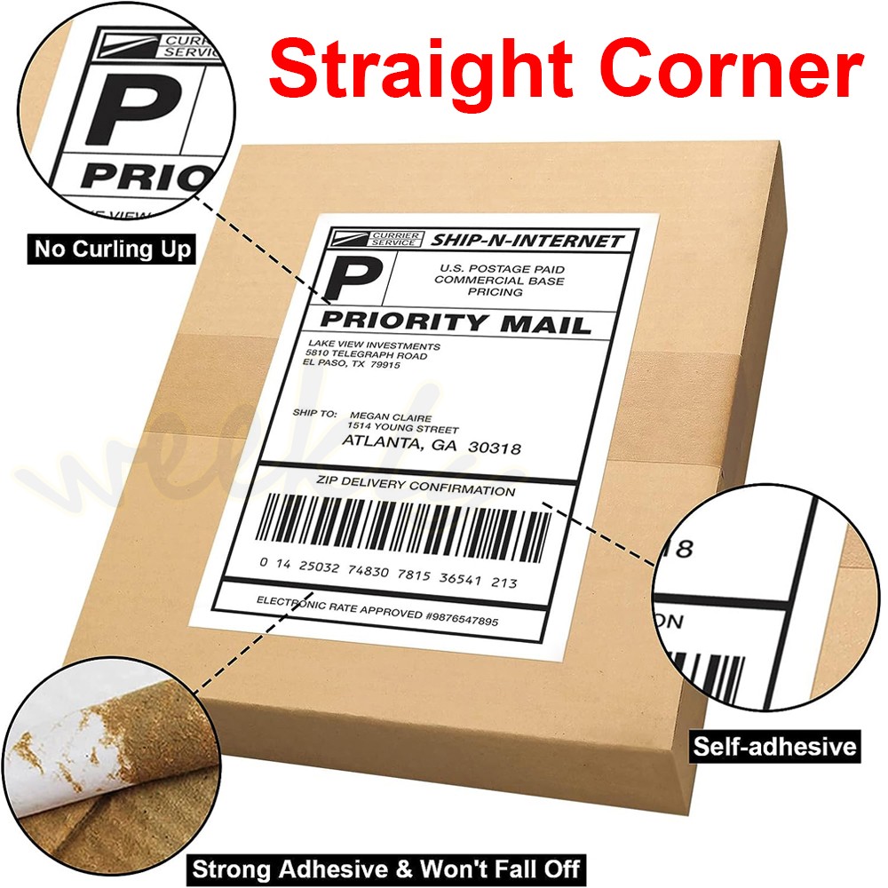 100 8.5×5.5 Shipping Labels Half Sheet Self Adhesive Straight / Round Corner US