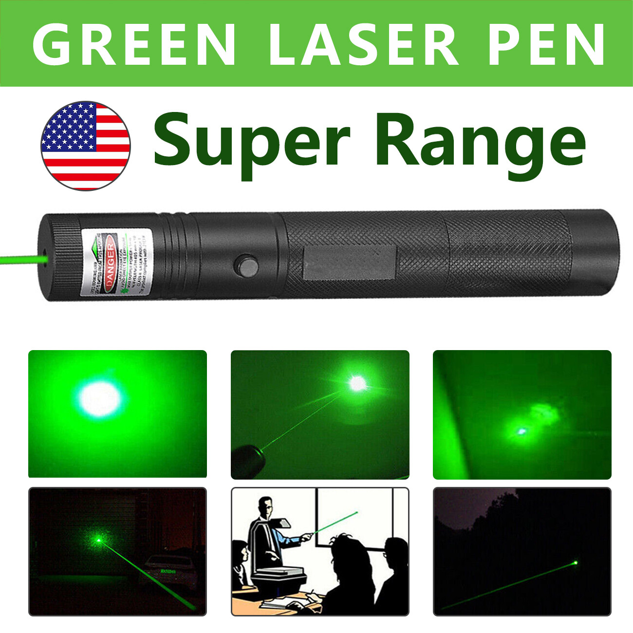 9900Miles 532nm Green Laser Pointer Pen Light Astronomy Beam Rechargeable Lazer