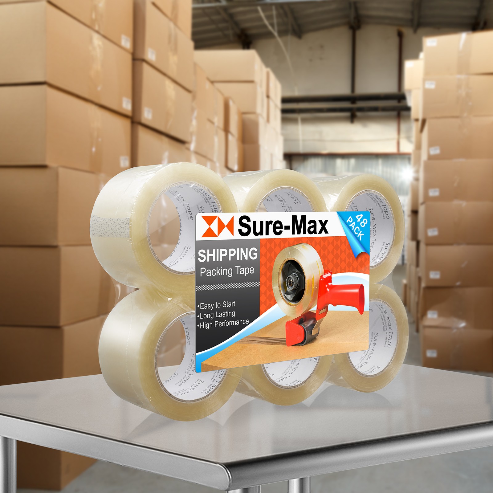 48 Rolls 3″ Extra-Wide Clear Shipping Packing Moving Tape 110 yds/330′ ea – 2mil