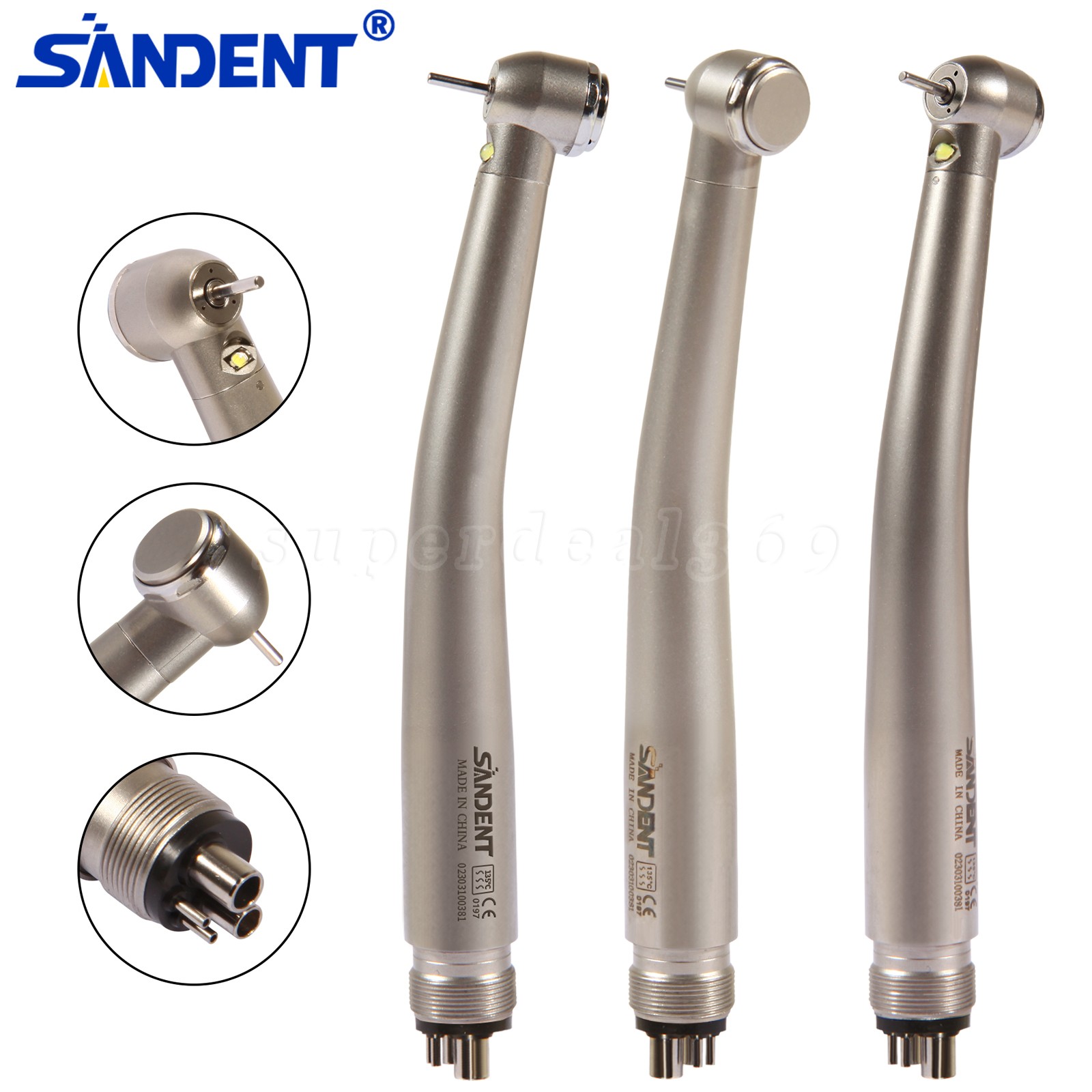 NSK Style Dental Fiber Optic LED E-generator High Speed Handpiece Turbine 4Holes
