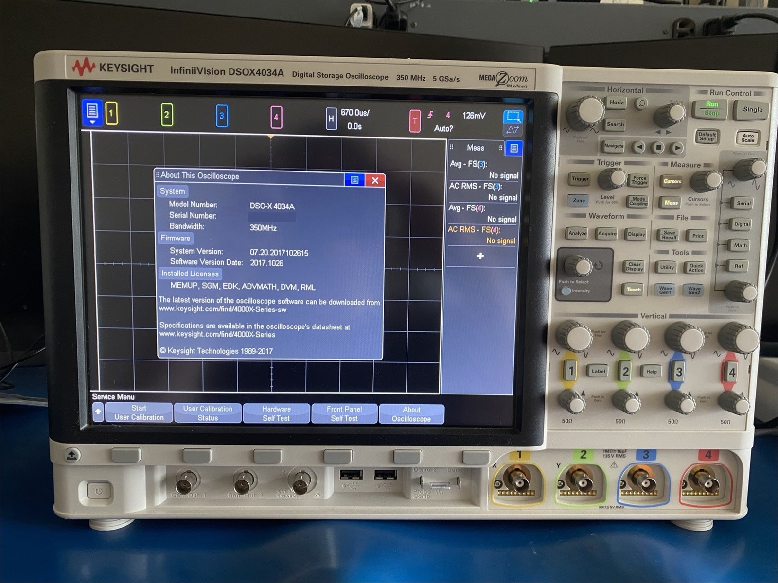Keysight DSOX4034A Oscilloscope: 350 MHz, 4 Analog Channels