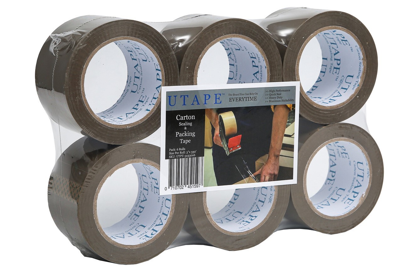 3″x 330’/110YDS PACKING TAPE SHIPPING ADHESIVE TAPE CARTON SEALING TAPE TAN 6 Pk