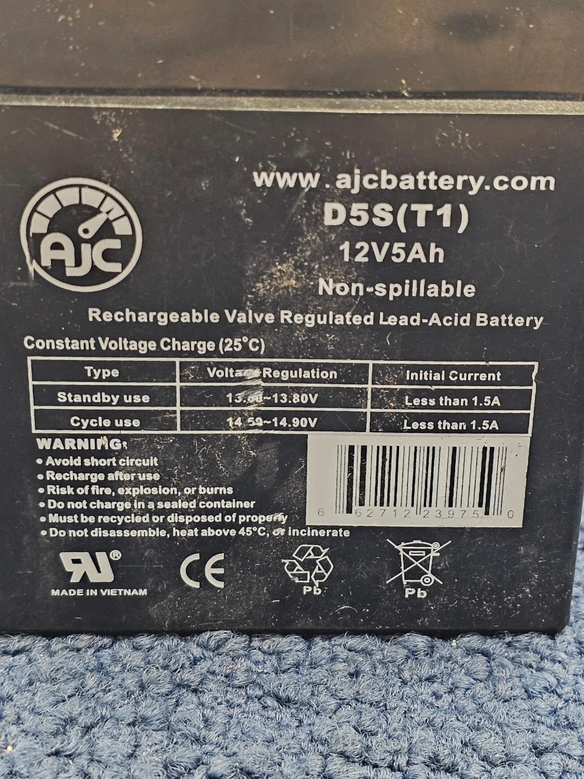 AJC DS5(T1) 2V 5Ah Non-Spillable Rechargeable Valve Regulated Lead-Acid Battery