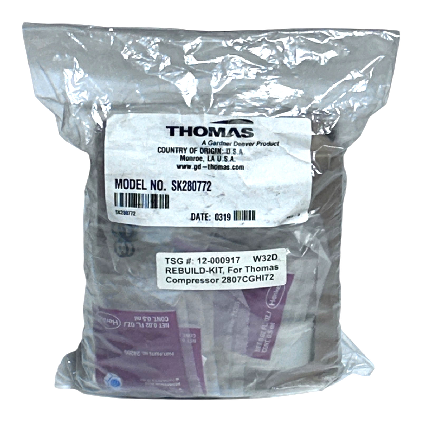 Thomas SK280772 Thomas Compressor/Vacuum Pump Service/Rebuild Kit 2807 Series