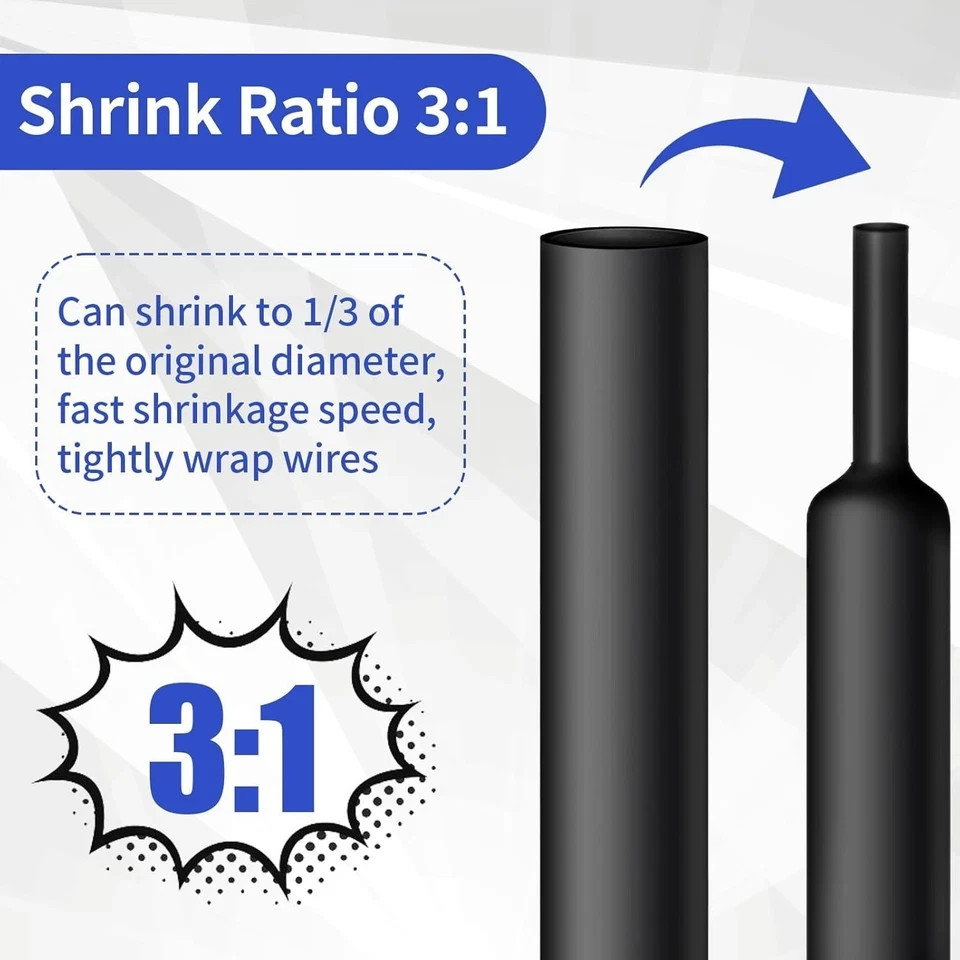 446 Pcs Heat Shrink Tubing Kit-4:1 Ratio Adhesive Lined Marine Grade Shrink