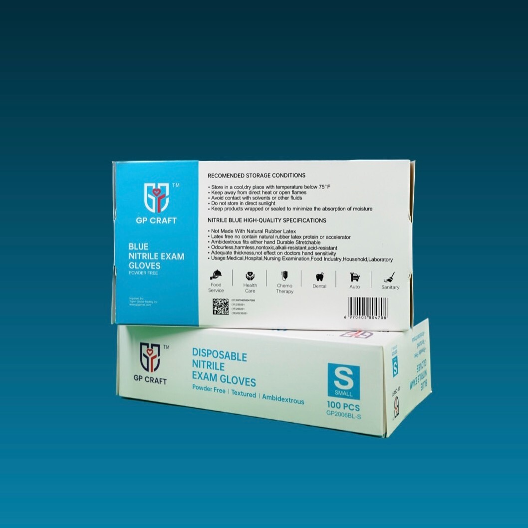 GP CRAFT Disposable Nitrile Exam Gloves, 4 Mil, Blue, Chemo Rated, Case of 1000