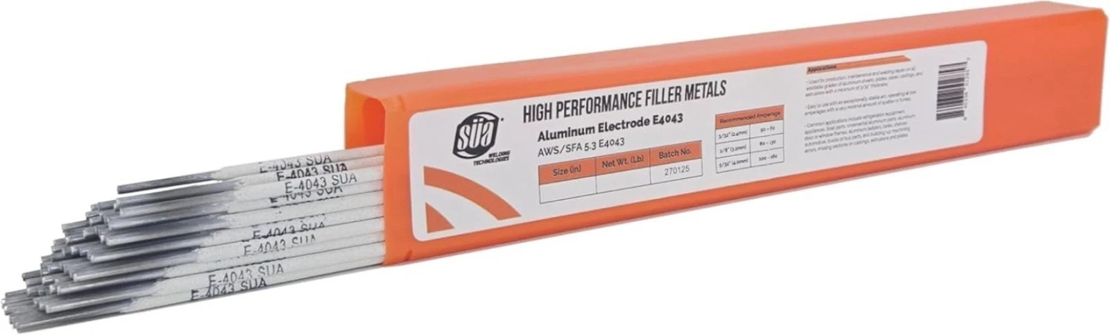 16 Count E4043 Aluminum Electrode Rods – 1/8″ x 14″ – 0.5 Lb
