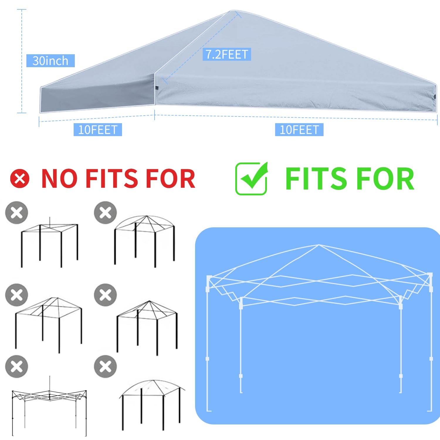 Josiviky 10X10 Canopy Replacement Top Pop Up Canopy Tent Replacement Covertop