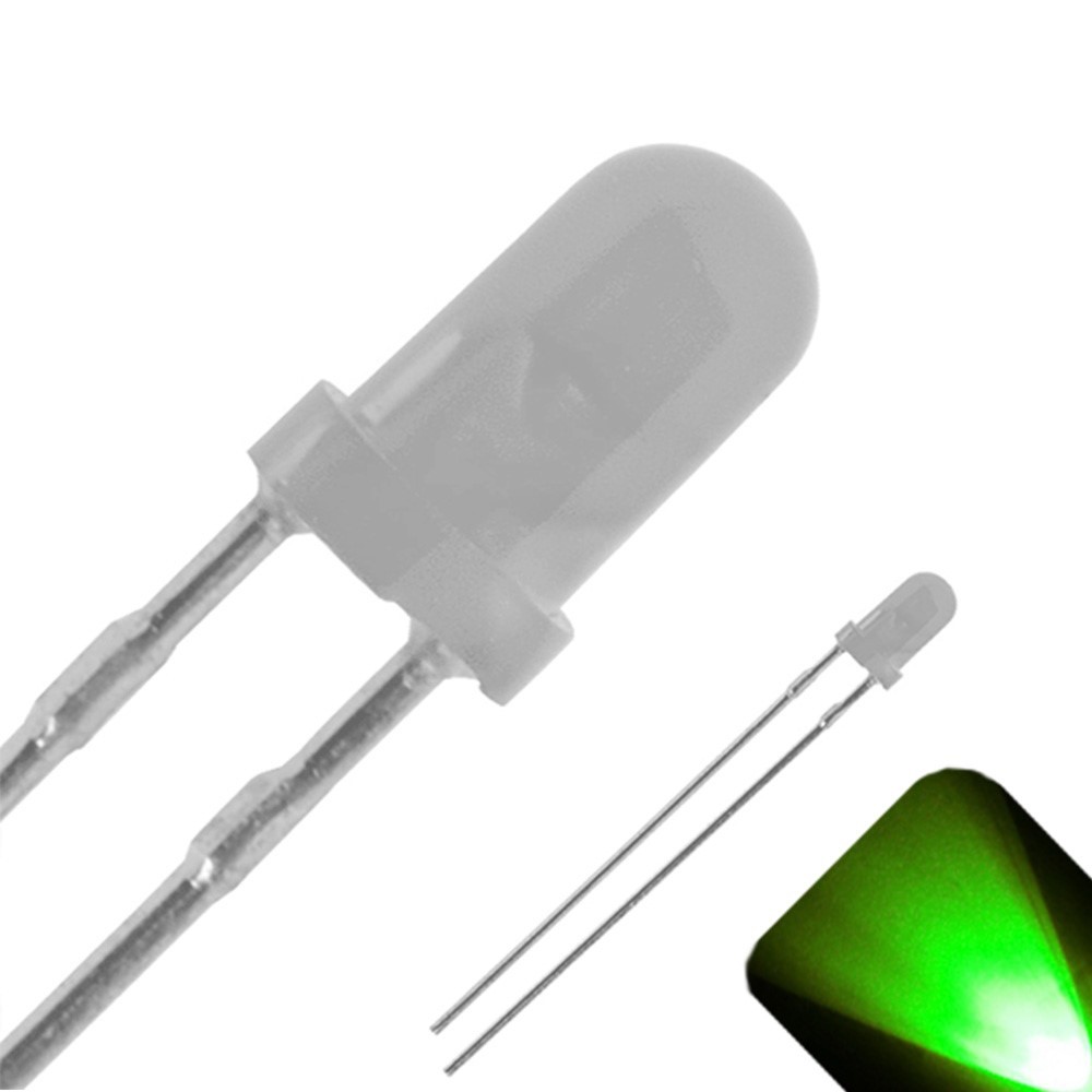 20 x 3mm Round Top Diffused Frosted Lens LED Pure Green LED Ultra Bright Light