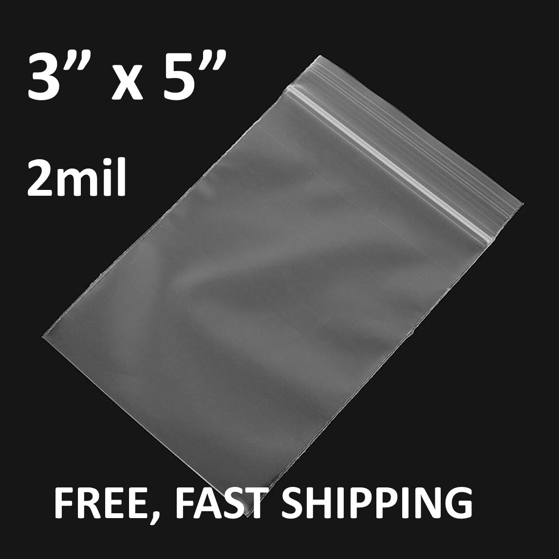3″x5″ Clear 2 Mil Plastic Zip Seal Bag Reclosable Top Lock 2Mil Small Baggies