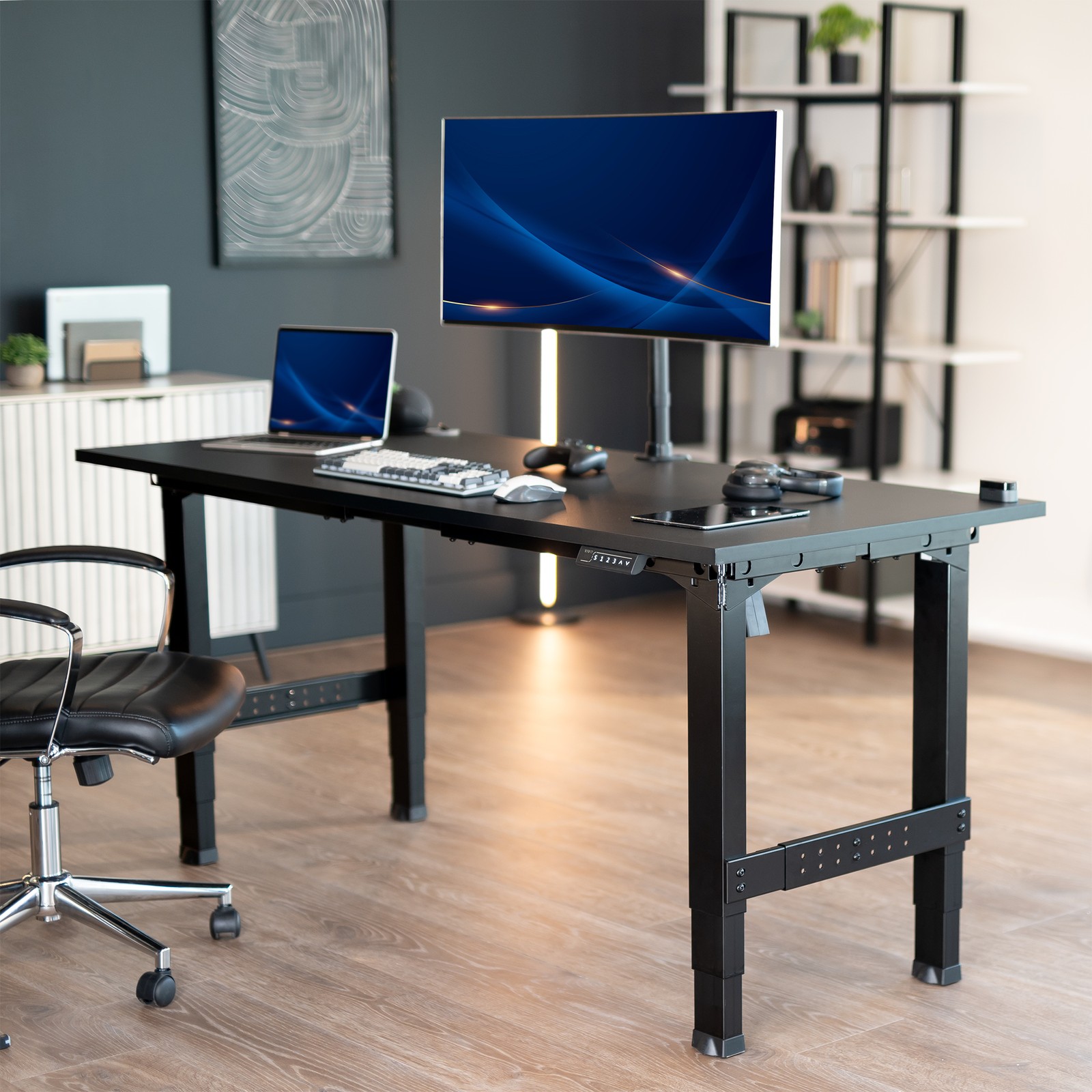 VIVO Black Premium Electric Dual-Motor Height Adjustable 4-Leg Desk Frame