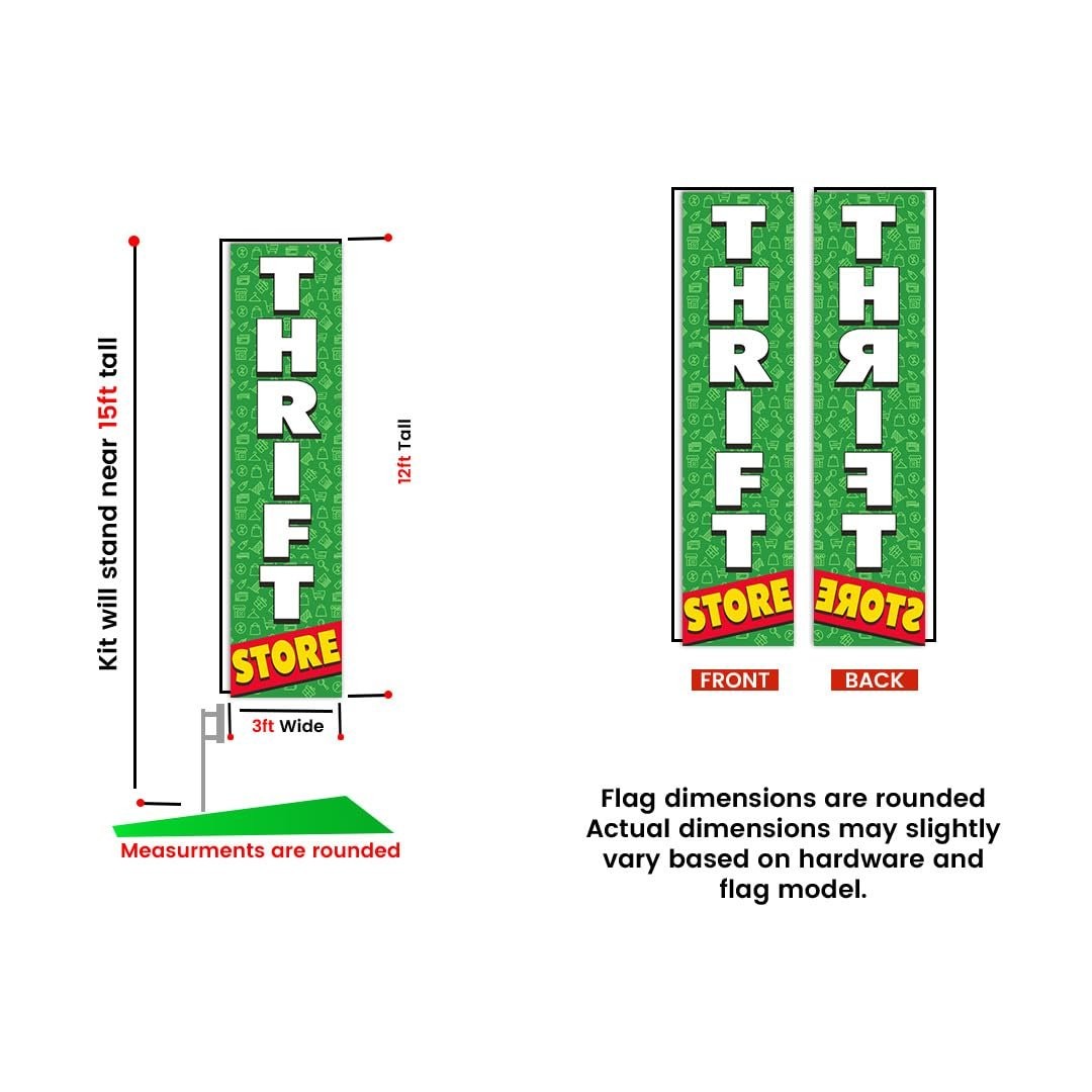 Thrift Store Outdoor Business Advertising Rectangle Feather Banner Swooper…