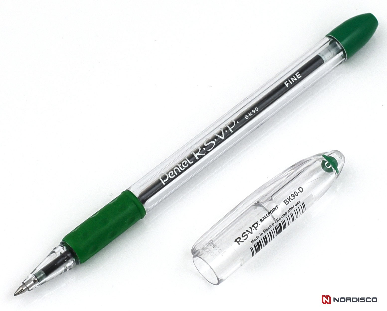 Pentel RSVP Fine BK90-D Green Ink Ballpoint Pen, Box of 12 Pens