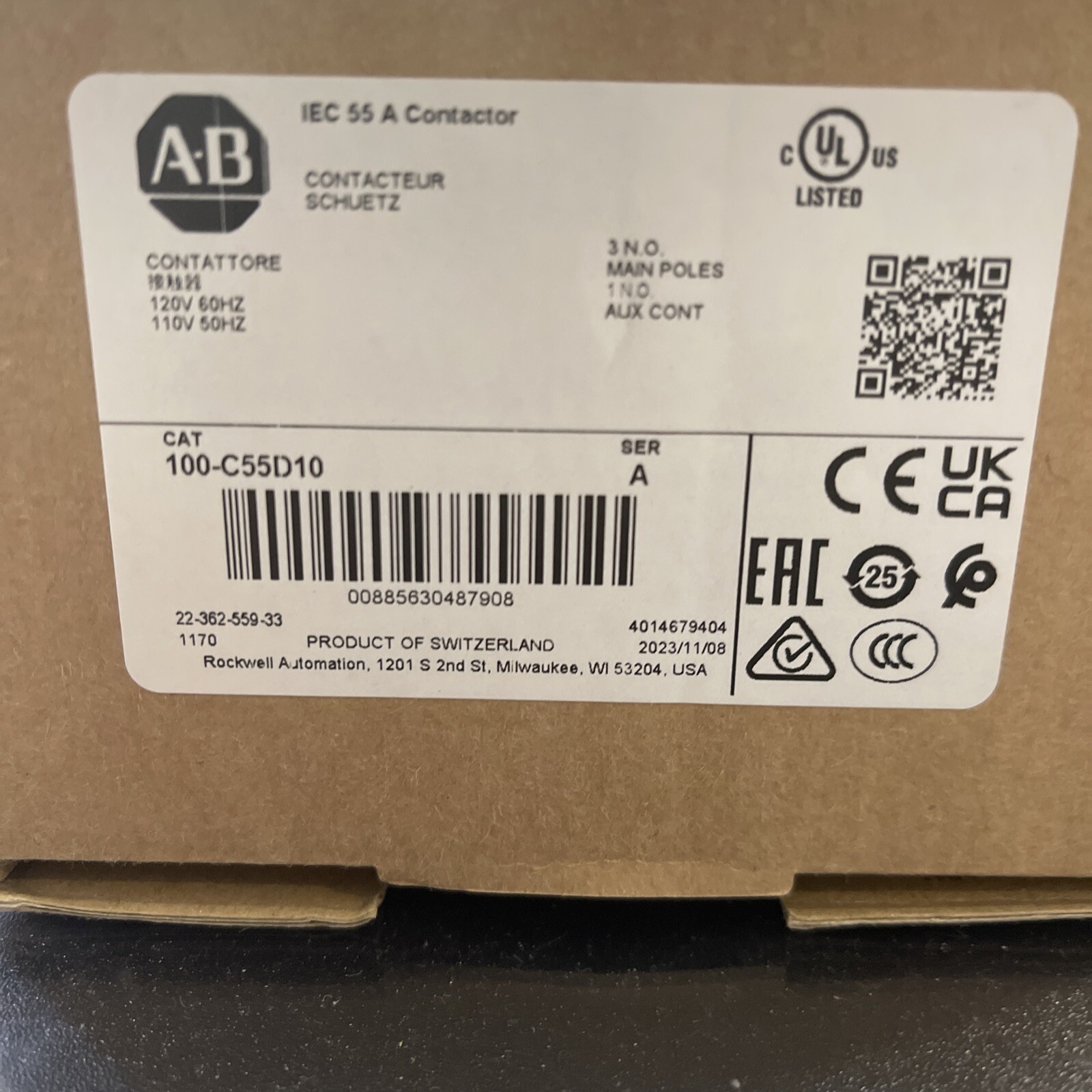 ALL BRADLEY 100-C55D10. 110/120Ac
