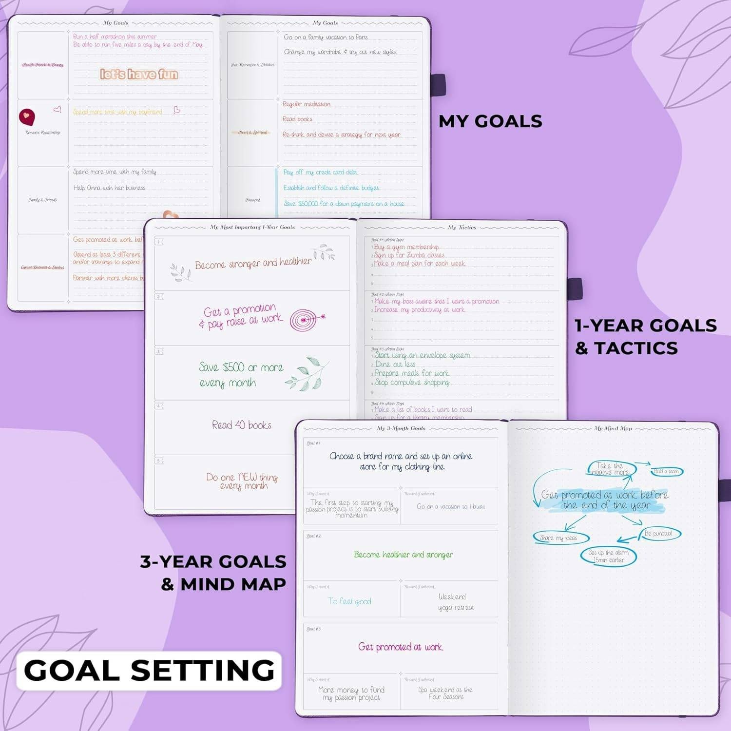 GoGirl Pro Vertical Hourly Weekly Planner Purple Undated Planner