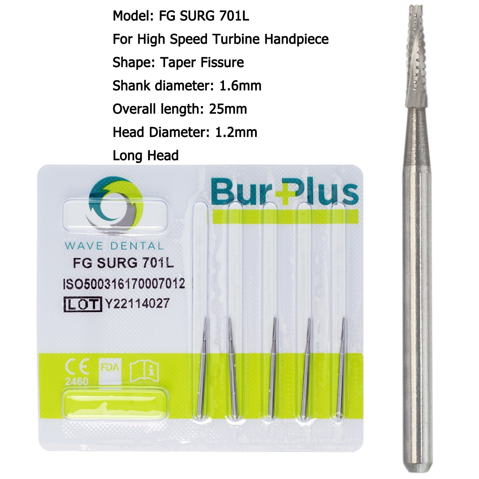 Wave Dental Surgical Burs 702 701 703 High Speed Long Shank Carbide bur FG SURG
