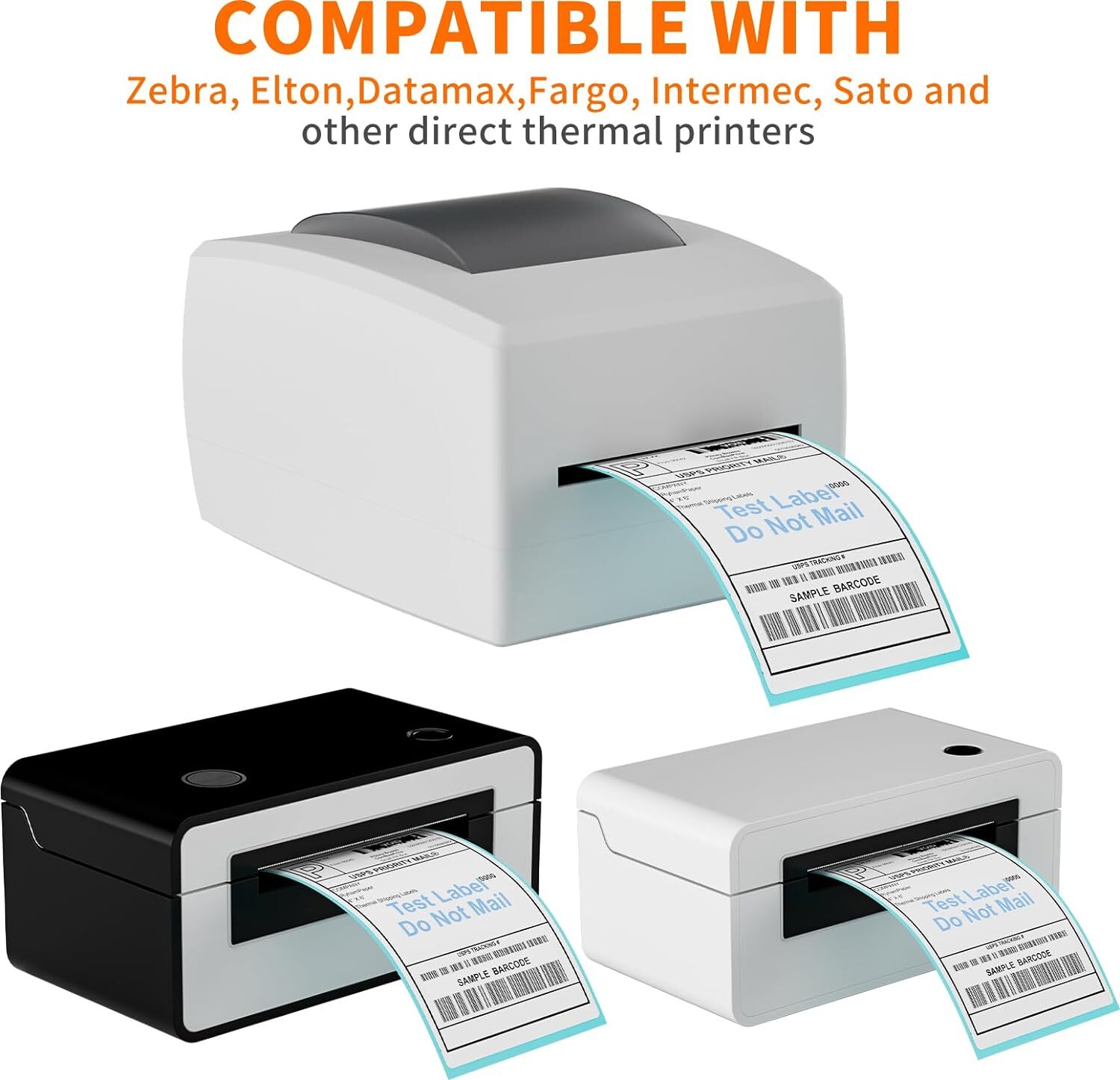 500/1000 4″x6″ Fanfold Direct Thermal Shipping Labels for Zebra & Rollo Printers