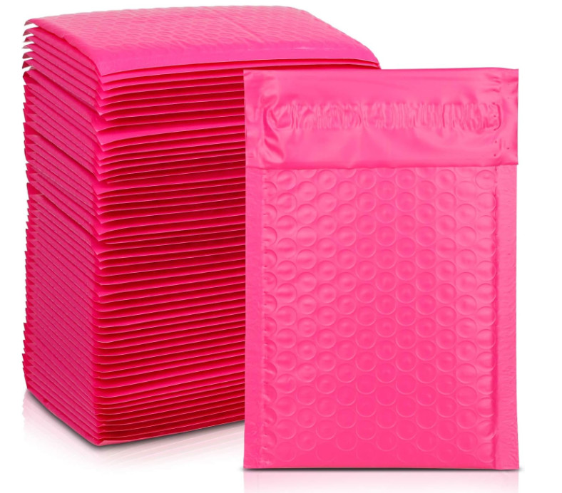 100 Hot Pink 4×7 Poly Bubble Mailer Padded Envelope Shipping Bag #000 – Sealed