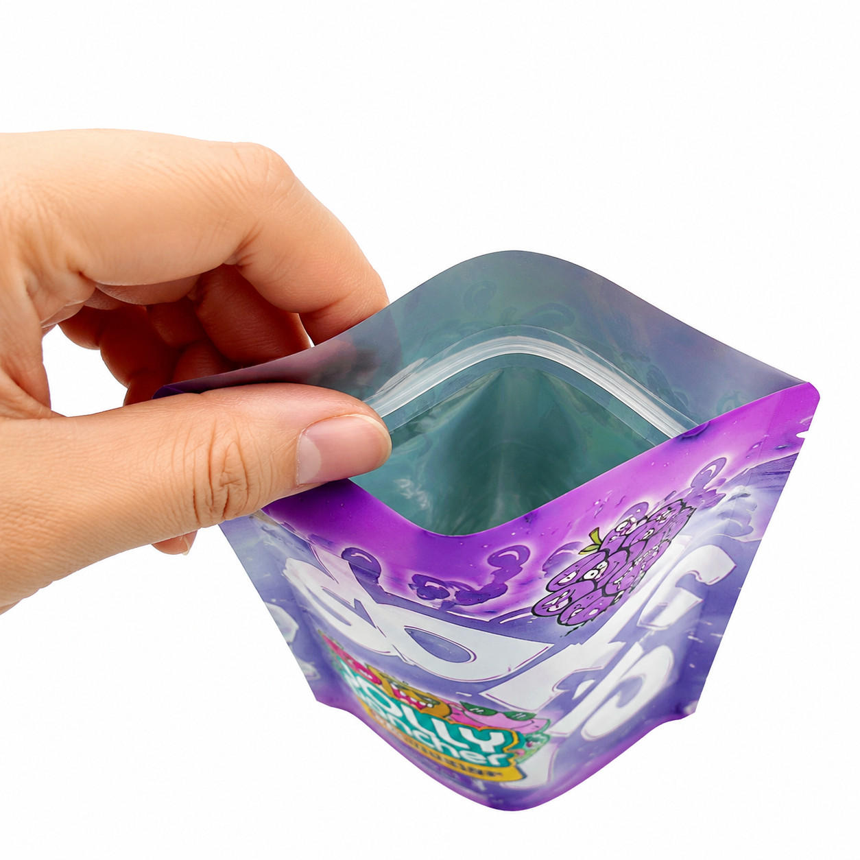 100 Pack 3.5g Mixed Stand Up Mylar Bags Resealable Smell Proof Candy Pouches