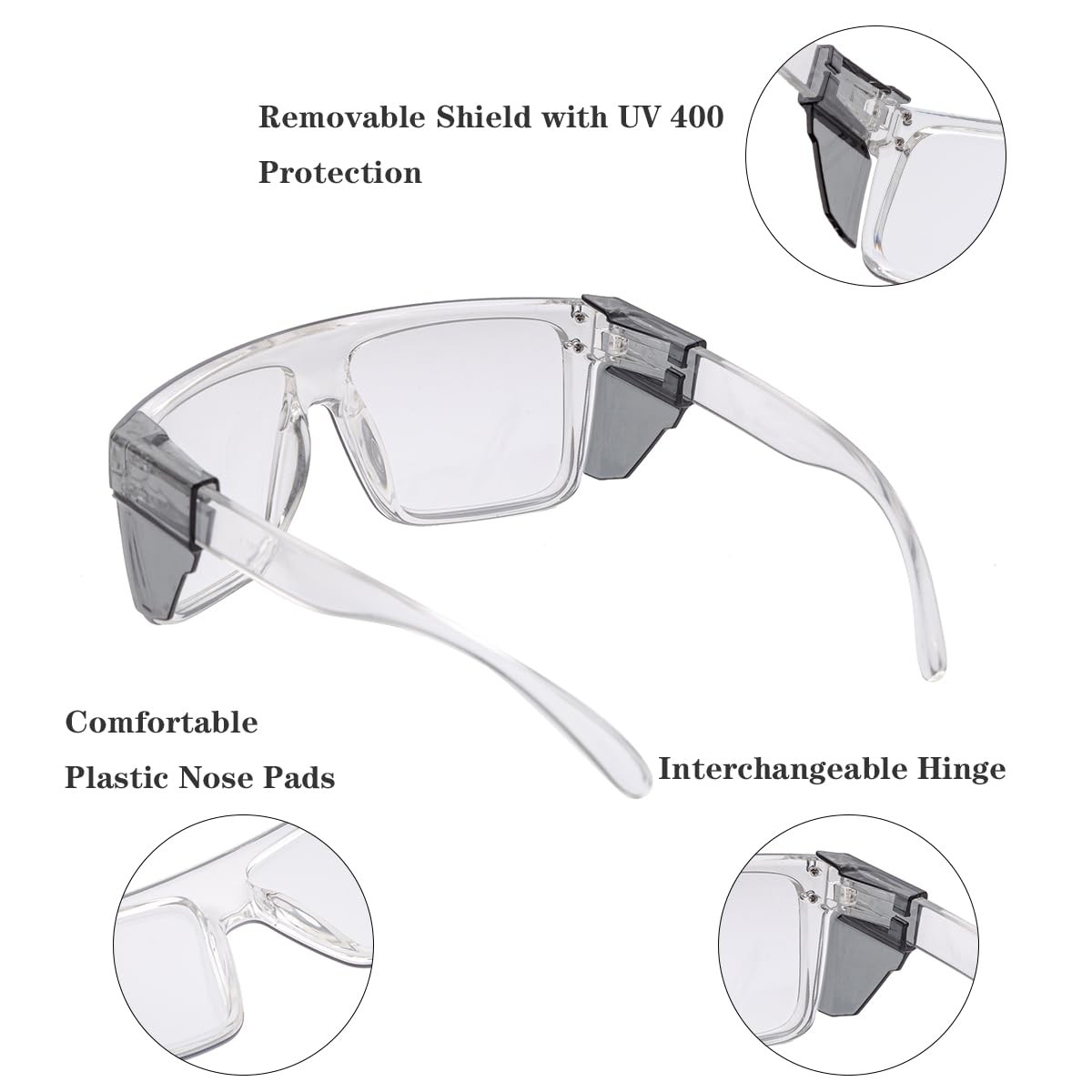 UV400Transition Photochromic Safety Glases Light to Dark Grey Lenses ANSI Z87…