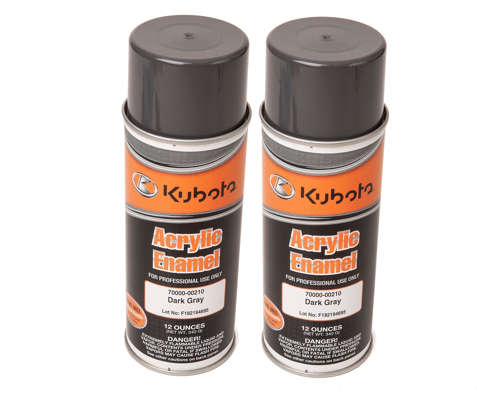 2PK Genuine OEM Kubota Dark Gray Touch Up Spray Paint Enamel 70000-00210