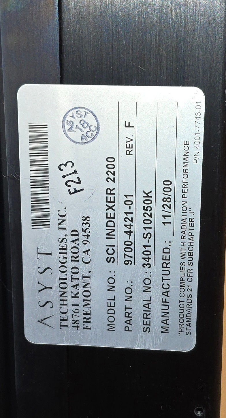Asyst SCI Indexer 2200, P/N 9700-4421-01