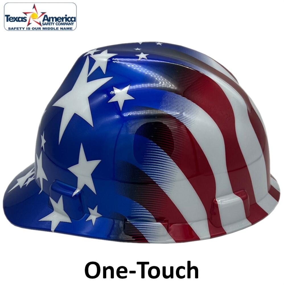 MSA Freedom Series Cap Style Hard Hat One Touch Suspension – Stars and Stripes