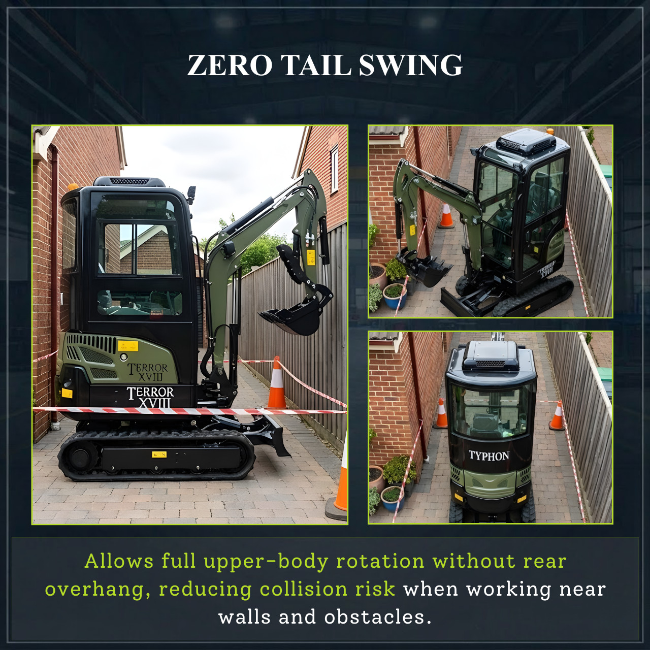 TYPHON Terror XVIII Prestige 2 Ton Mini Excavator AC/Heater cabin 13 Attachments