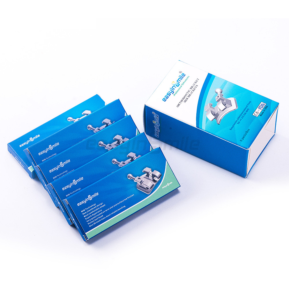 5Packs Dental Orthodontic Brackets Mini Metal MBT/Roth 022” 3/345Hooks Braces