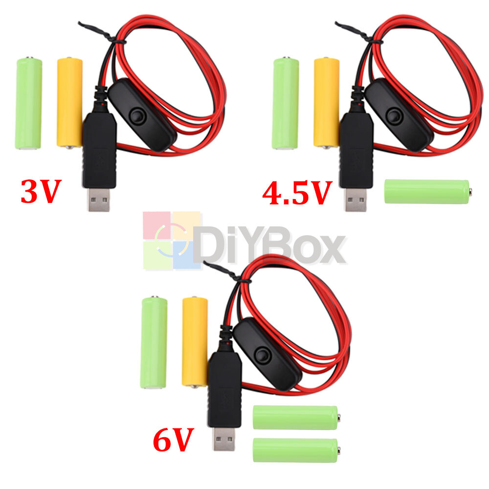 USB 5V to 3/4.5/6V Battery Eliminator Replacement AA AAA Battery Power Supply