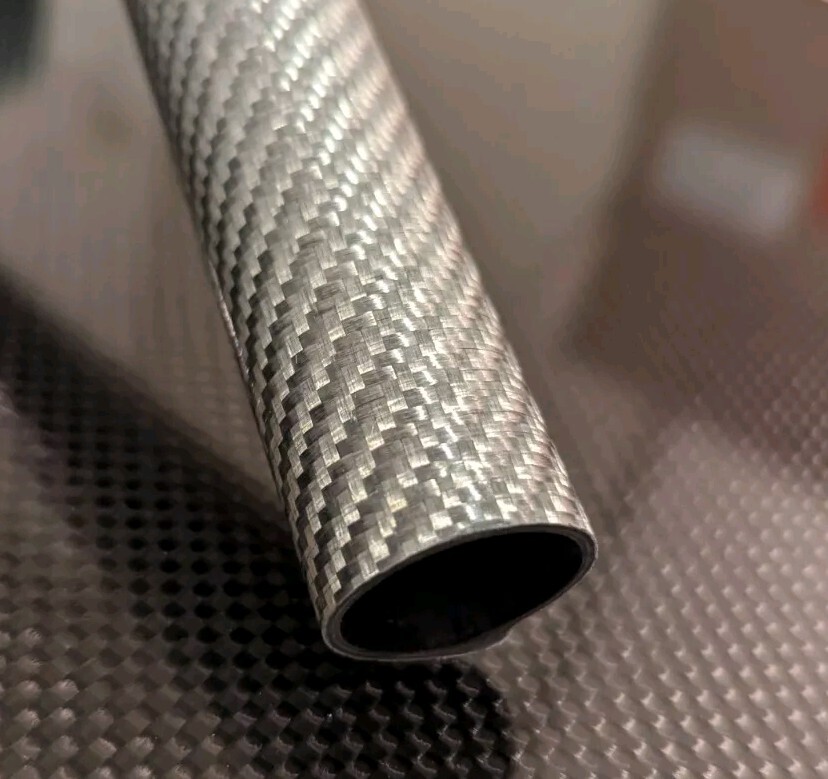 Carbon Fiber Tube Twill Silver glass Weave Gloss Finish – 7/8″ X 1″ X 72″