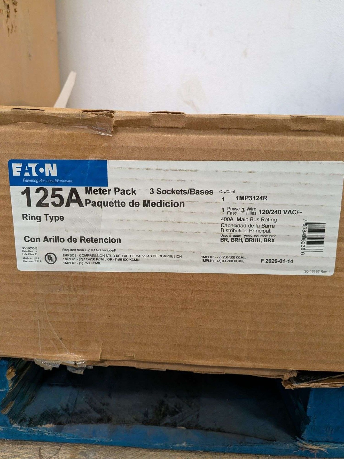 EATON METER STACK PACK 1MP3124R 400 AMP 120V240V 3R 125 AMP 3 BASE SOCKETS