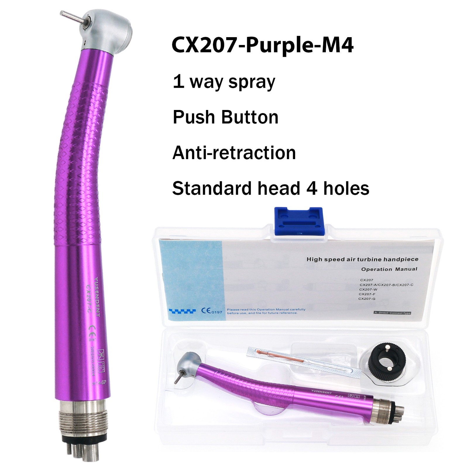 US COXO Dental High Speed Handpiece Air Turbine Anti-retraction 4 Hole Colorful