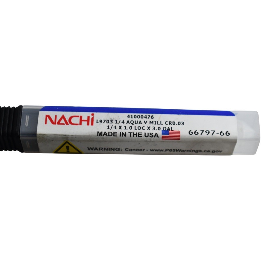 NEW Nachi 41000476 L9703 1/4 Aqua V Mill Carbide End Mill 4FL CR 0.03 1 LOC 3 OA