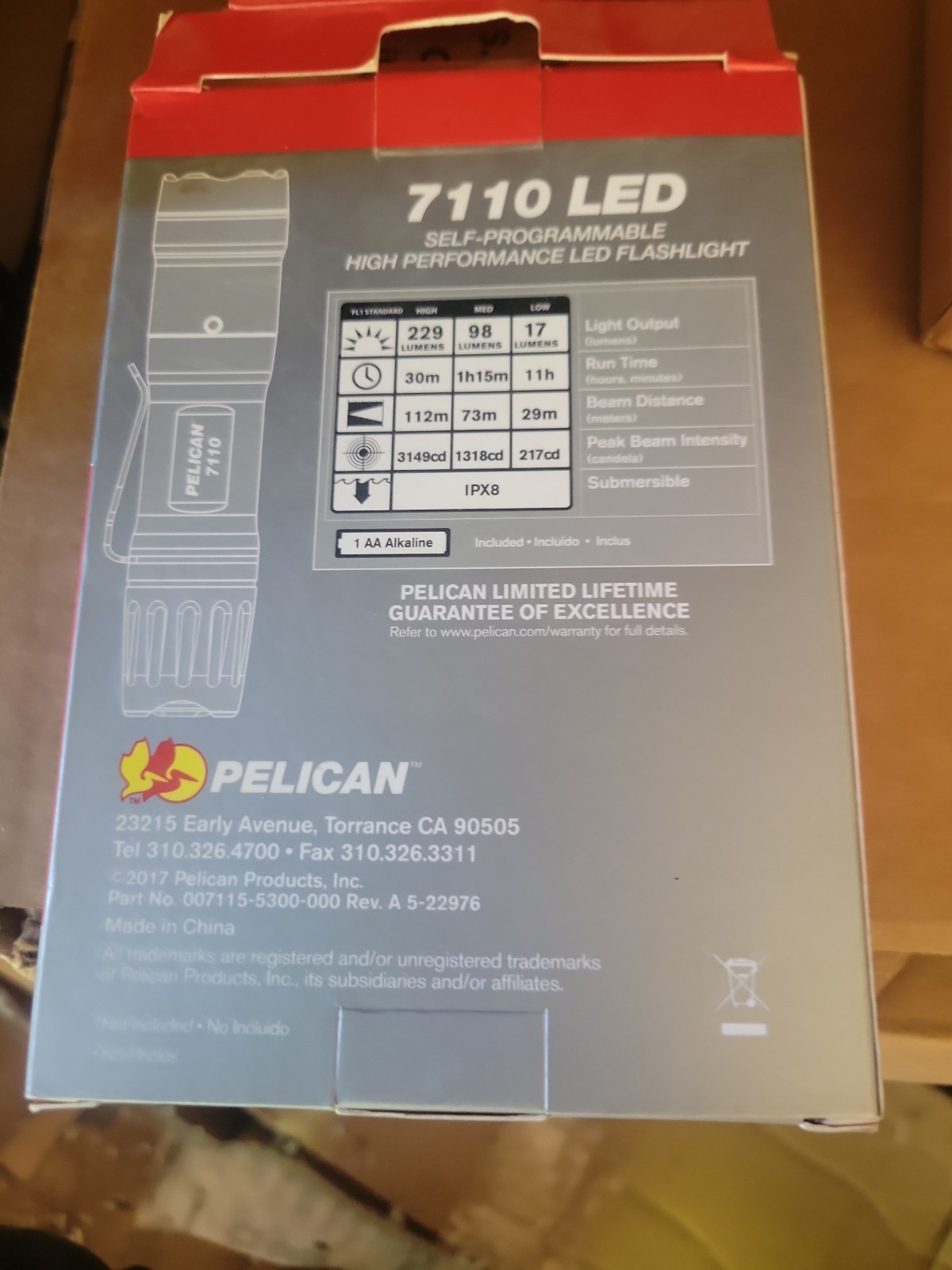 Pelican Tactical Flashlight 7110 LED 071100-0000-110