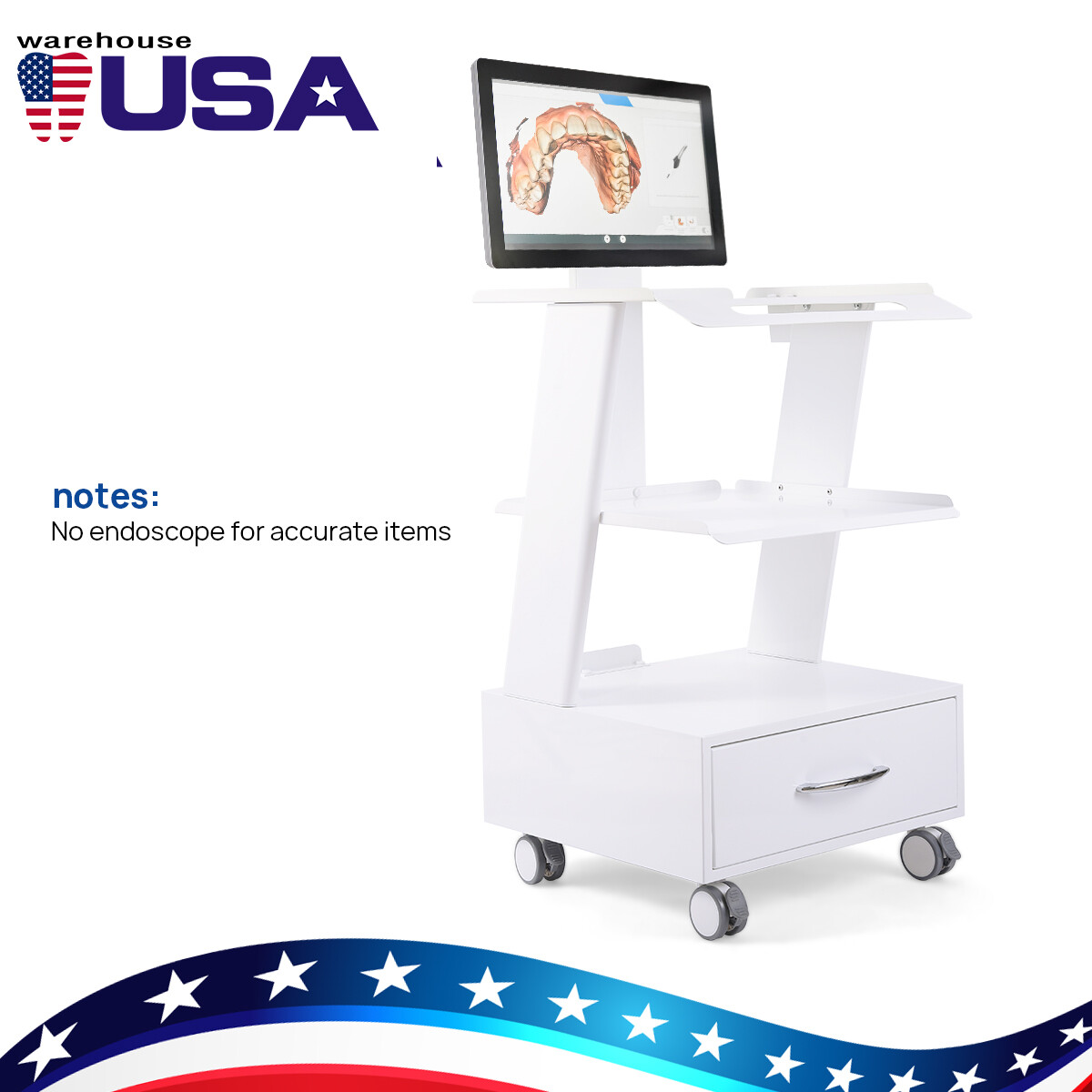 Medical Dental Lab Trolley Cart Intraoral Scanner Mobile Cart Clinic Laptop Rack