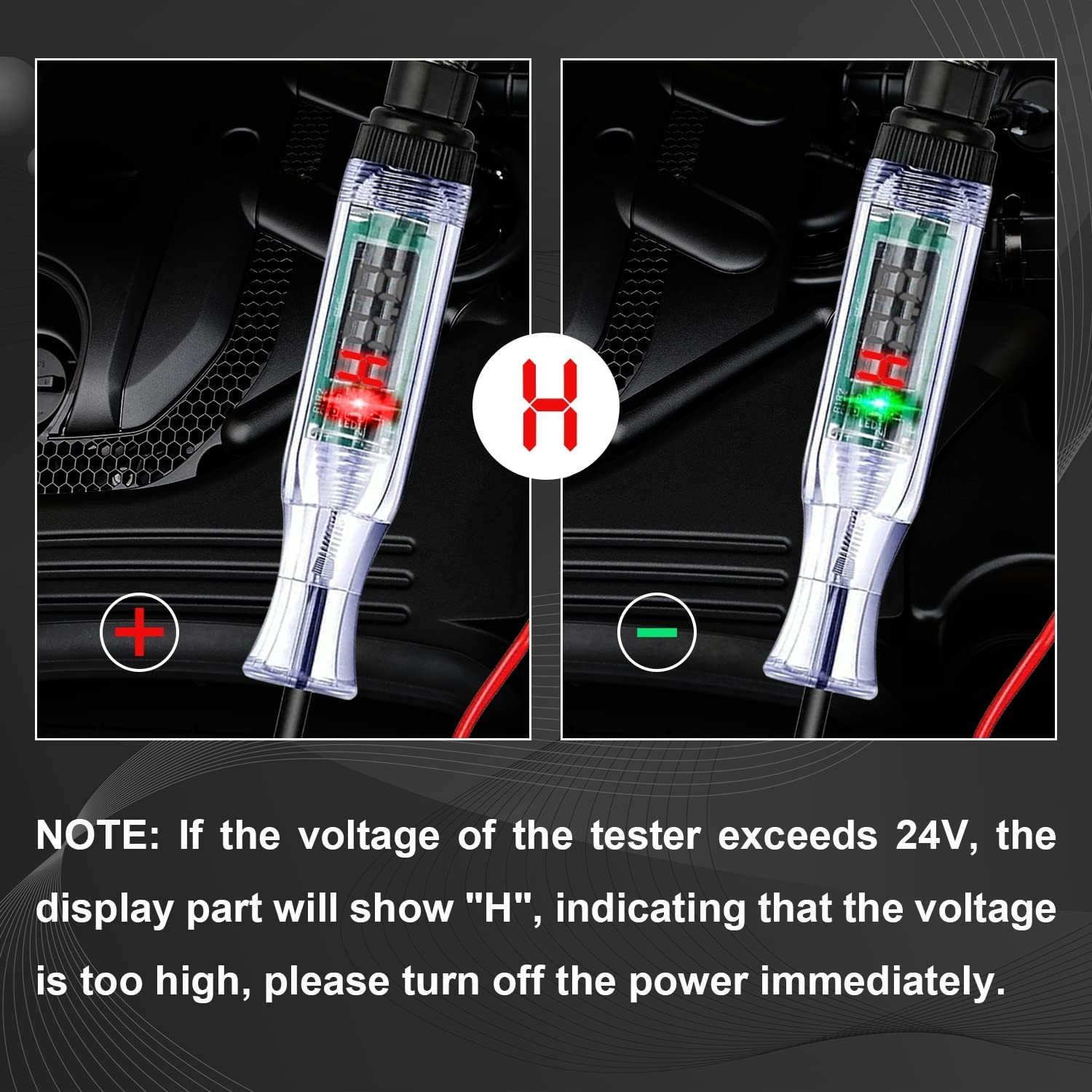 Pack-1 Automotive Test Light Digital LED Circuit Tester, DC 3V/6V/12V/24V