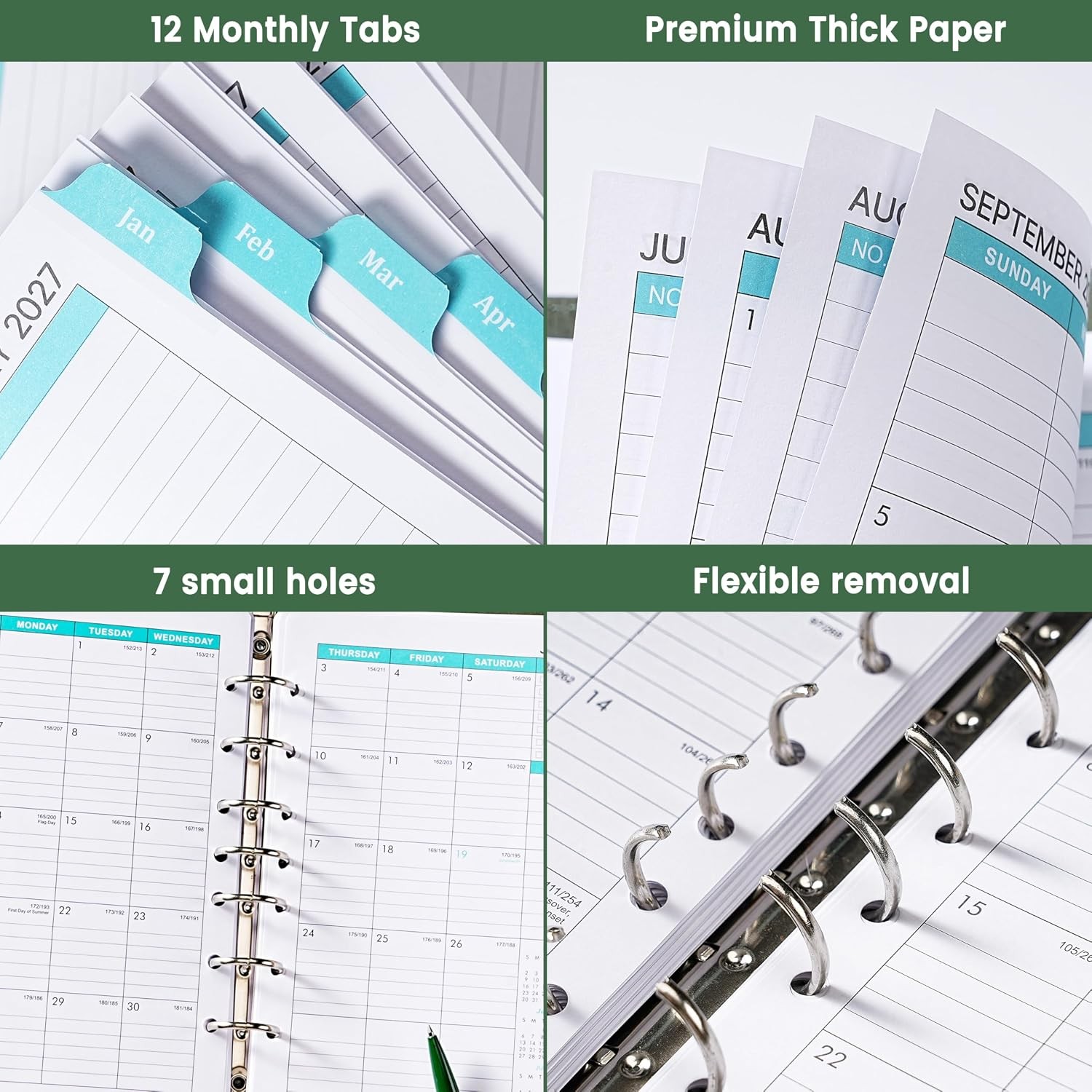 2028 Monthly Planner Refill A5 7-Hole Punched Planner Inserts July 2026-2028