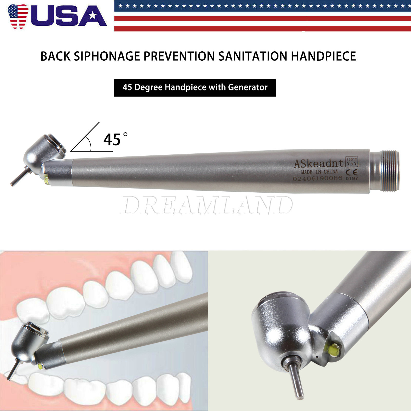 45° Surgical NSK PANA MAX Style Dental Pieza de mano alta velocidad 2Hole Borden