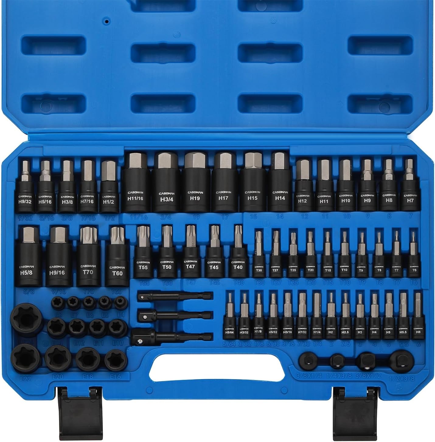71 PCS Master Hex & Torx Bit Socket Set, 1/4″ & 3/8″ & 1/2″ Drive Metric/SAE
