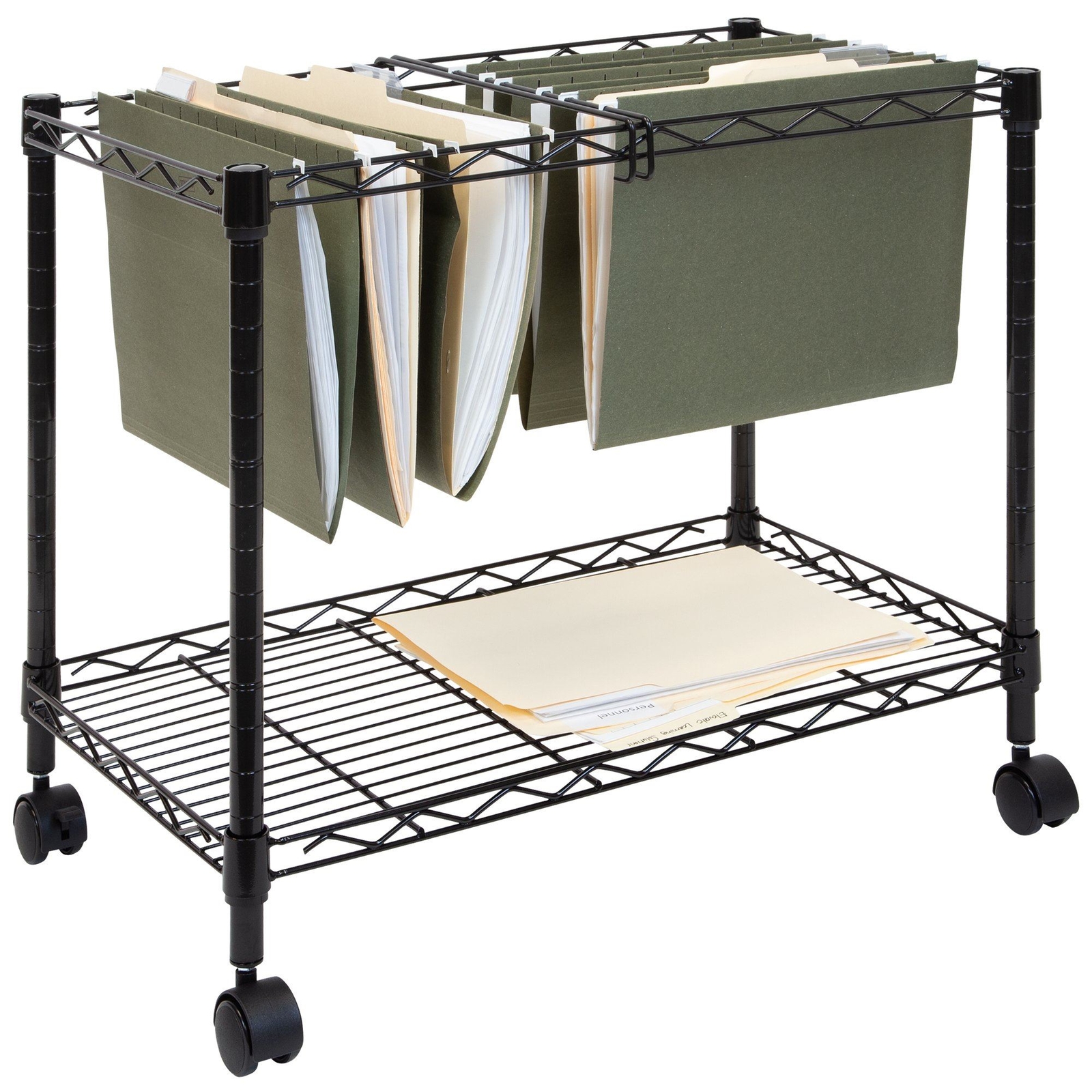 Mount-It! Rolling File Cart with Folder Rack, Refurbished