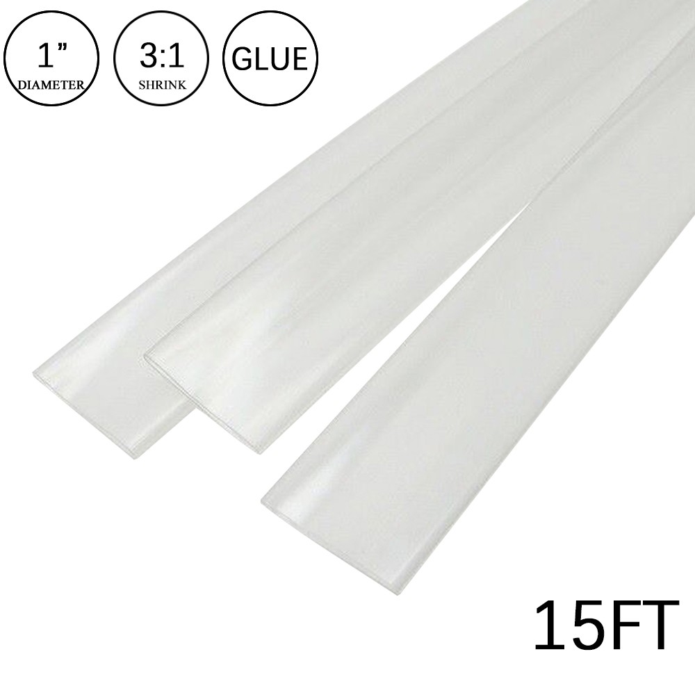3:1 Heat Shrink Tube – 1″ Clear Dual Wall Marine Adhesive Glue Lined Waterproof